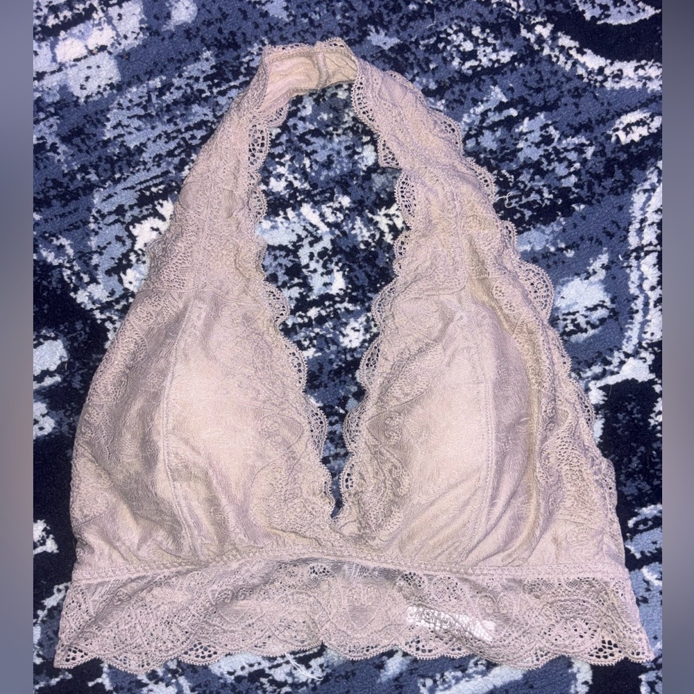 Zenana Outfitters Lace Halter Bralette - Cream